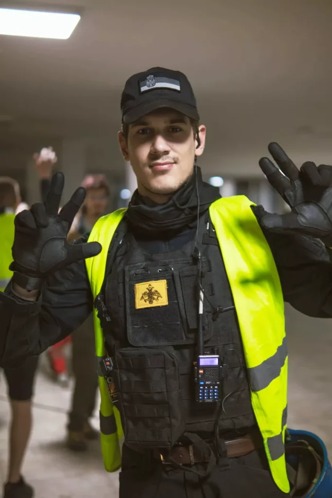 Luka Davidović na protestu